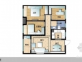85㎡地知名地产风格两室一厅样板间软装概念方案