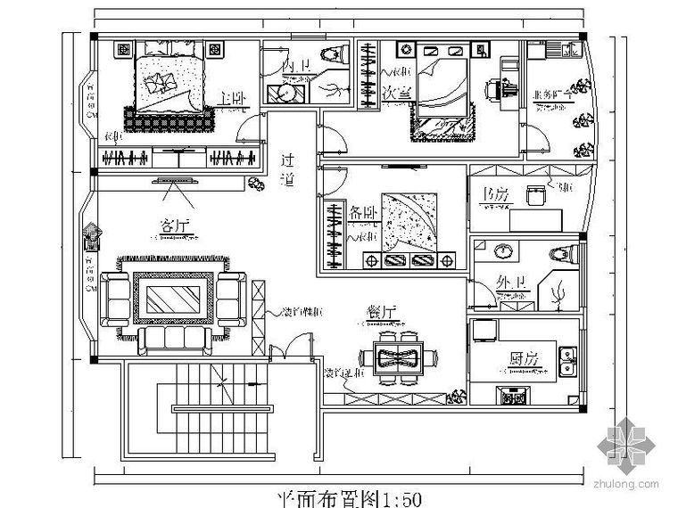 三室两厅装修图(30张)      包括:原始结构图,平面布置图,拆墙补墙图