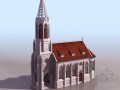 欧式教堂建筑效果图模型