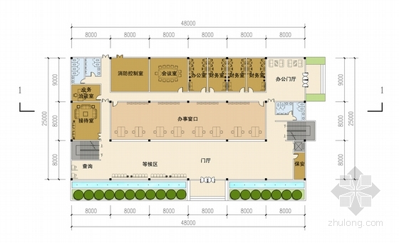 5层现代简约风格办公楼各层平面图