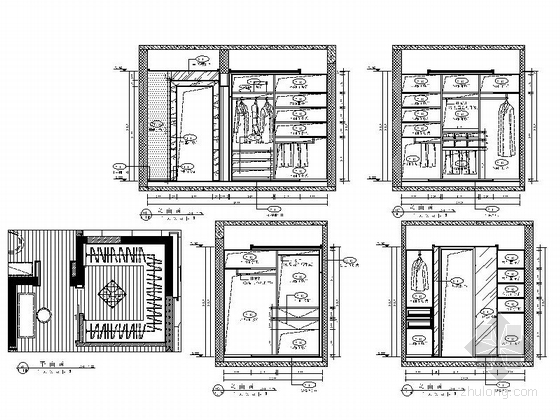 [辽宁]混搭风格四居室样板房cad施工图(含方案)衣帽间立面图