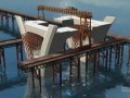 连续刚拱桥结构跨江大桥施工动画演示
