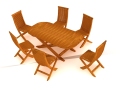 六人餐桌椅3D模型下载