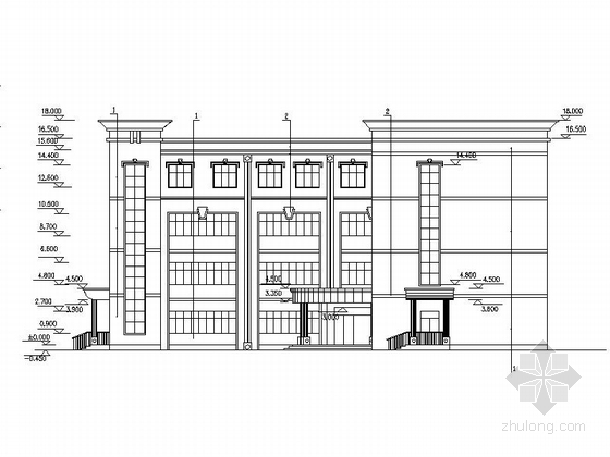 现代风格市级重点中学教学楼建筑立面图