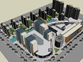 现代大型商业街景观建筑SU模型