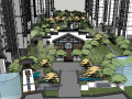 新中式汉唐风住宅区景观SketchUp模型