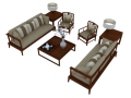 现代中式沙发3D模型下载