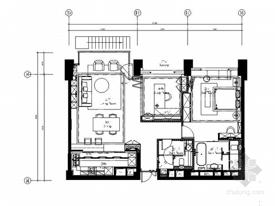 [上海]知名设计事务所精装样板房室内设计cad施工图(含实景照片)