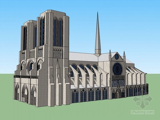 巴黎圣母院su资料下载-巴黎圣母院sketchup模型下载
