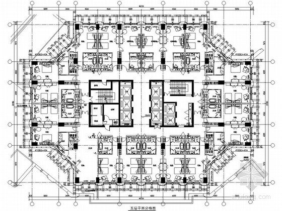 [浙江]36层框架核心筒结构五星级酒店幕墙施工图(附楼五层)