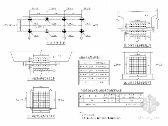 支座布置及支座垫石钢筋构造图