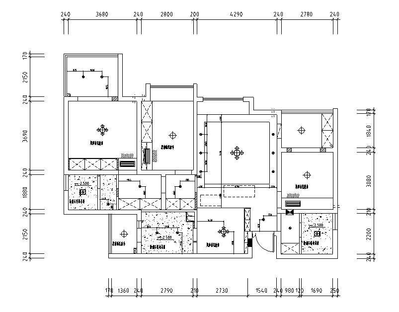 [四川]北欧现代三居室样板房空间设计施工图(附效果图)