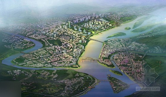 [绵阳]绿色网络模式的滨水城市景观规划方案