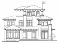 某三层北美风格独栋别墅建筑方案图（转角南入口、303平方米）