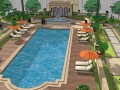 小区泳池景观-欧式风格模型