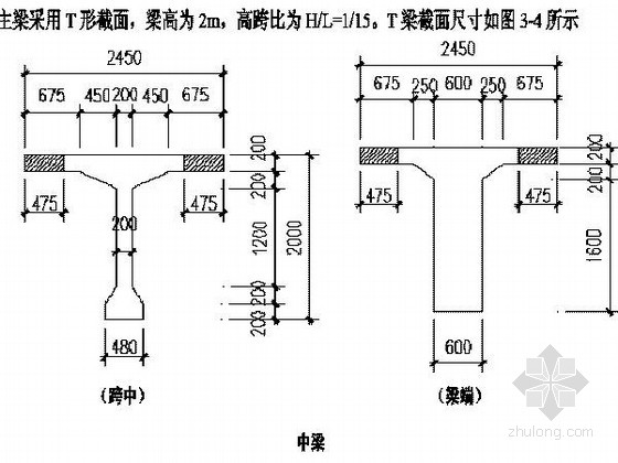 中梁预制t梁断面图