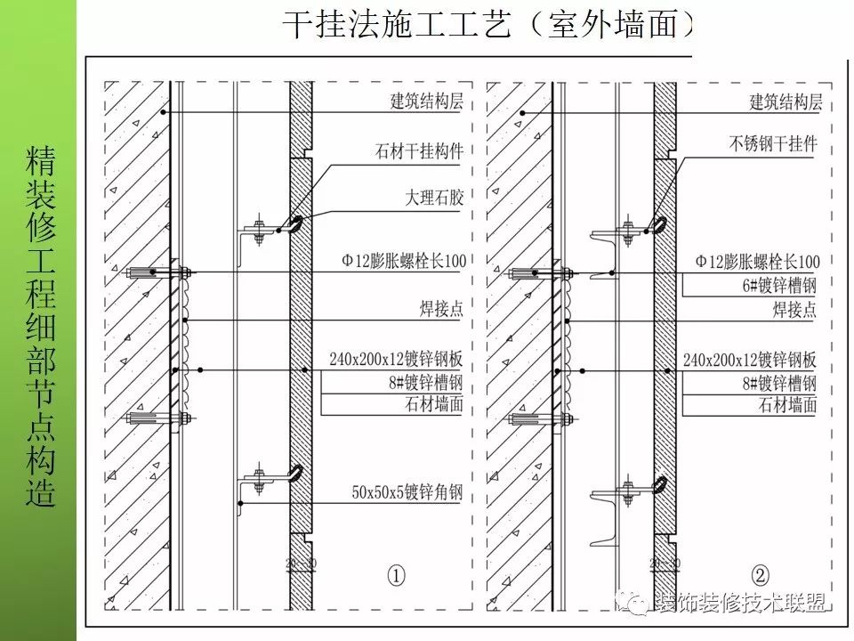 [分享]精装修工程墙面石材细部构造及施工工艺(节点详图)