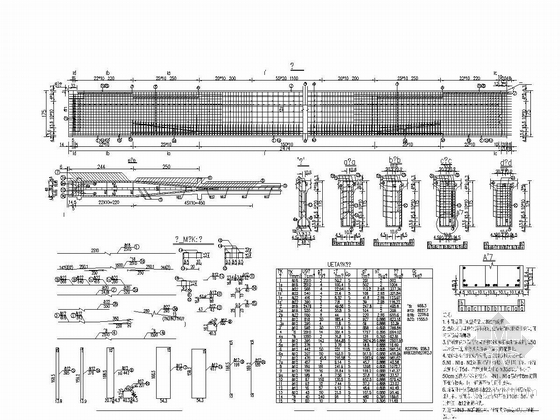 25m l=25m 预应力砼连续t梁梁肋钢筋构造图