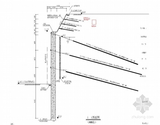 [广东]18米深基坑桩锚结合复合土钉墙支护降水竣工图