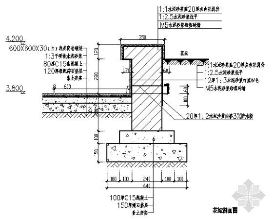 [图块/节点]花坛剖面图