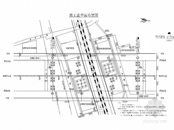跨铁路转体桥施工现场总平面布置图cad