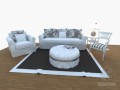 清新欧式沙发3D模型下载