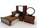 欧式梳妆台床柜组合3d模型下载
