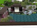 现代中式居住庭院景观模型设计