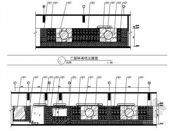 [郑州]某公馆奢华高档洗浴中心设计施工图(含效果)休闲吧立面图