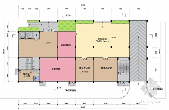 现代风格中学教学综合楼设计平面图