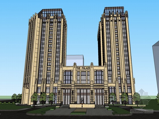欧式会所建筑sketchup模型下载