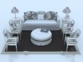 清新欧式沙发3D模型下载