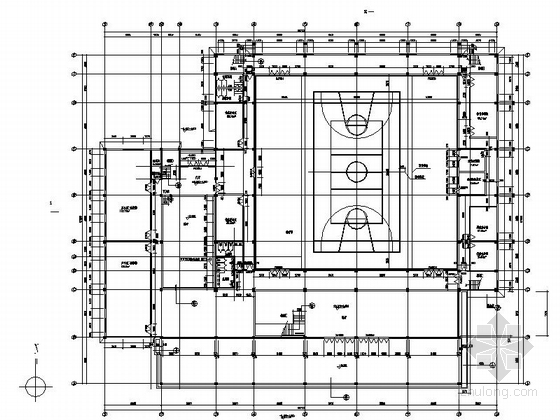 知名大学附属中学体育馆建筑平面图