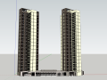 现代高层双塔楼独立建筑设计模型