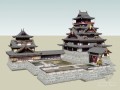 日式仿古建筑群sketchup模型下载