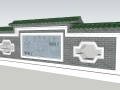 sketchup小品16款多种中式景墙照壁花池雕花镂空古典景观墙