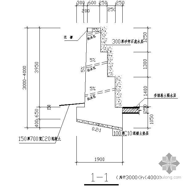 某3-4米挡土墙节点构造详图