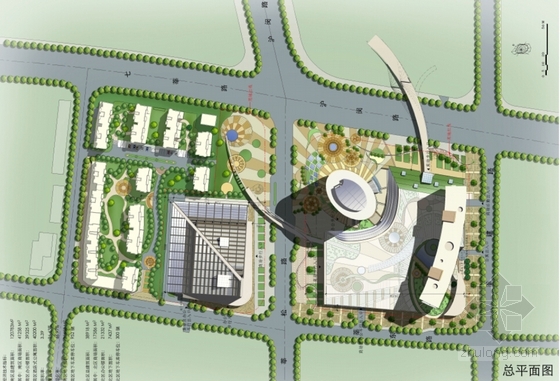国际广场规划及高层商业建筑总平面图