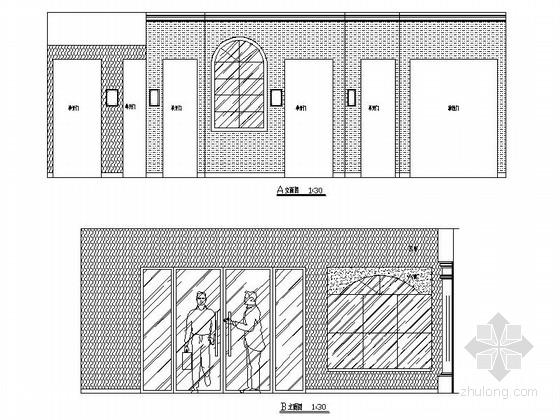 [湖北]现代门窗商店室内装修施工图立面图