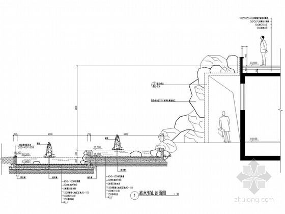 五层框架结构玻璃幕墙高等院校教学楼建筑剖面图
