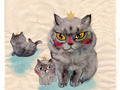 《毛笔画猫咪》  分享插画