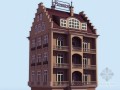 四层旅馆洋房建筑效果图模型