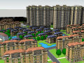 现代大型居住区建筑设计模型