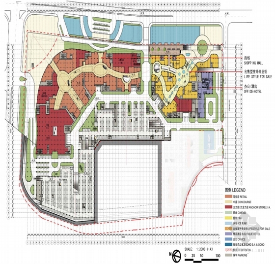 现代风格大型超市商业综合体平面图