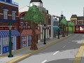 美国小镇大街sketchup模型下载