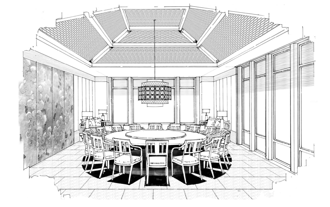 中餐厅宴会厅透视图