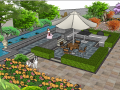 私家别墅花园庭院3d模型下载 