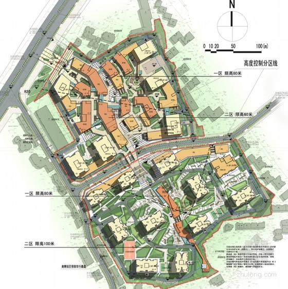 围合式空间城市综合体规划总平面图