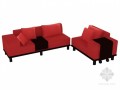 红色现代沙发3D模型下载