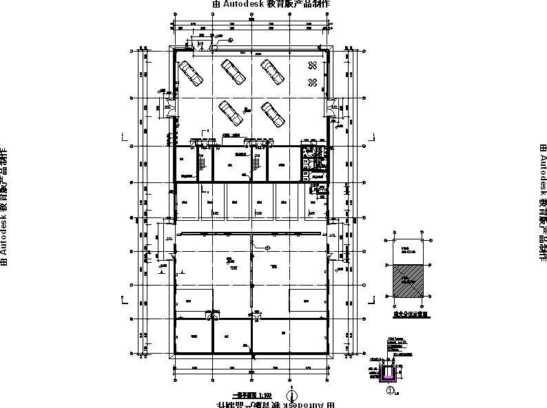 两层钢结构4S汽车店建筑平面图